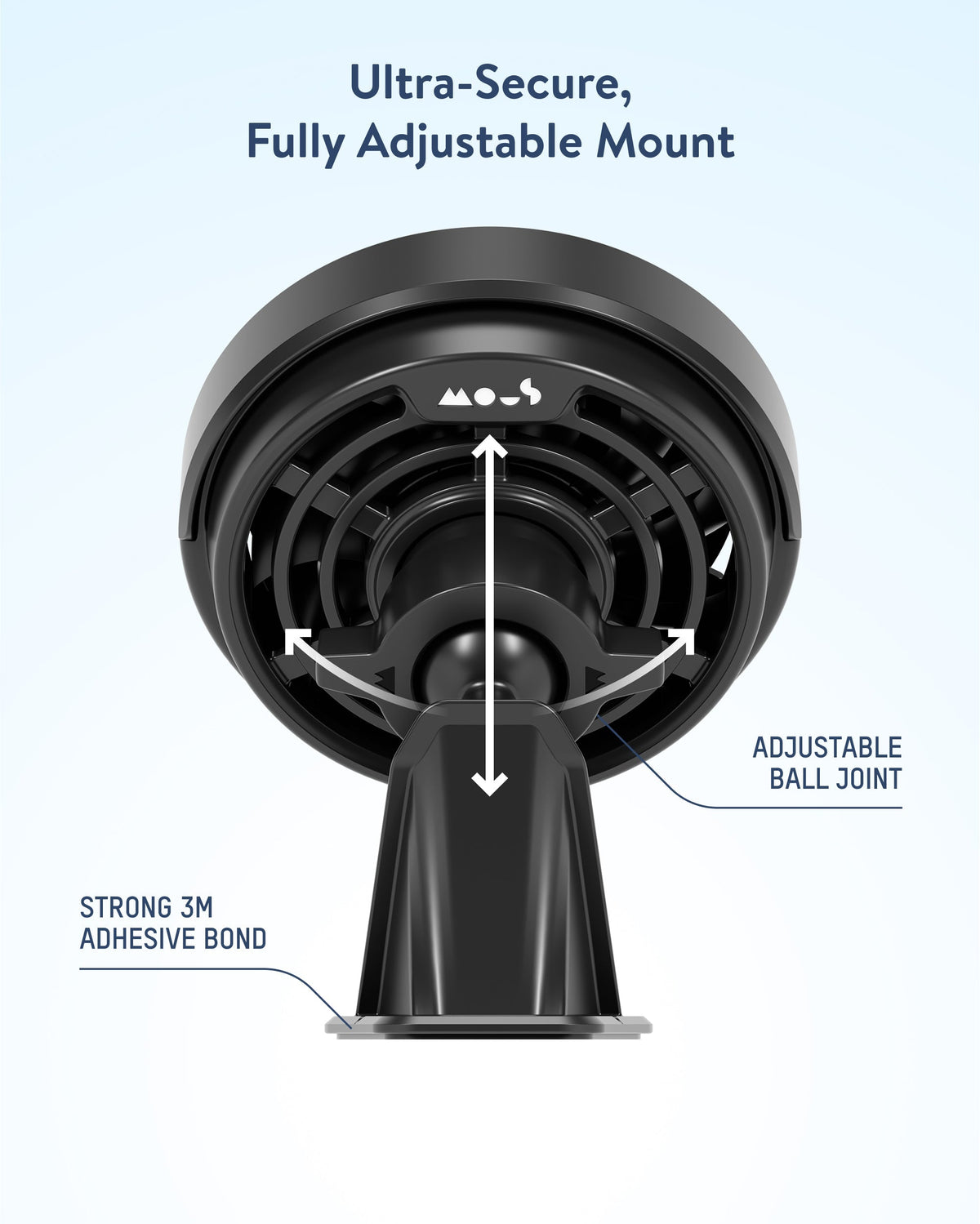 Adhesive Wireless Charging Car Mount - With Qi2